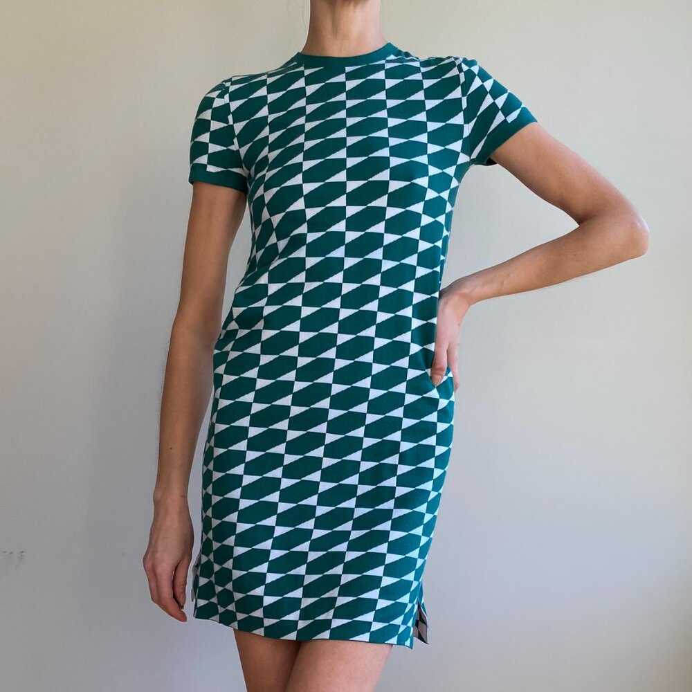 Derek Lam cashmere knit intarsia mini dress